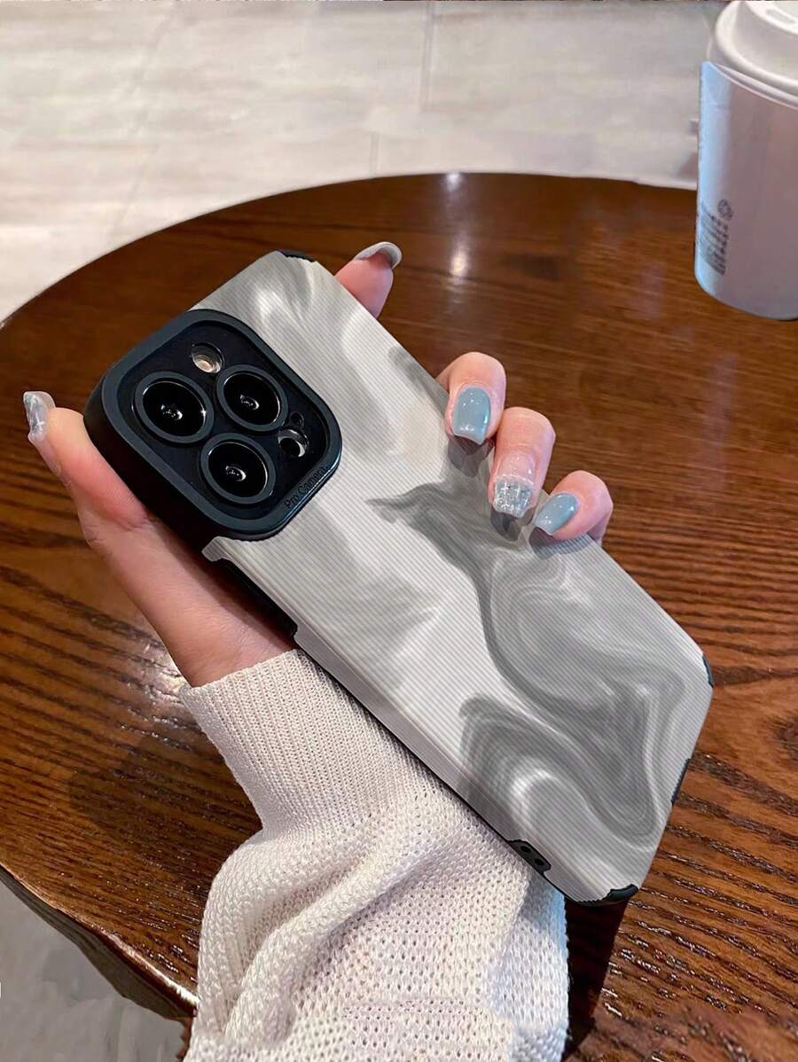 1pc Ombre Gradient Pattern Soft Faux Leather Texture Drop-Proof Phone Case Compatible With Apple And