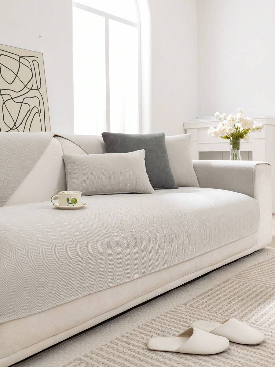 1pc Sofa Seat Cushion Cover, Universal Fit, Modern Simple Style, Slip-Resistant