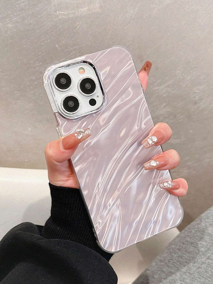 Funda de teléfono compatible con iPhone con patrón ondulado electro-enchapado tipo piel de manzana