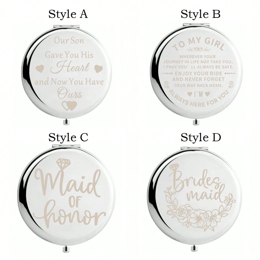 1pc Bride Tribe Gift Compact Mirror Bridesmaid Wedding Bachelorette Hen Party Gift Maid Of Honor Makeup Mirror Birthday Gifts Graduation Home Decor Back To School Room Decor School Supplies
