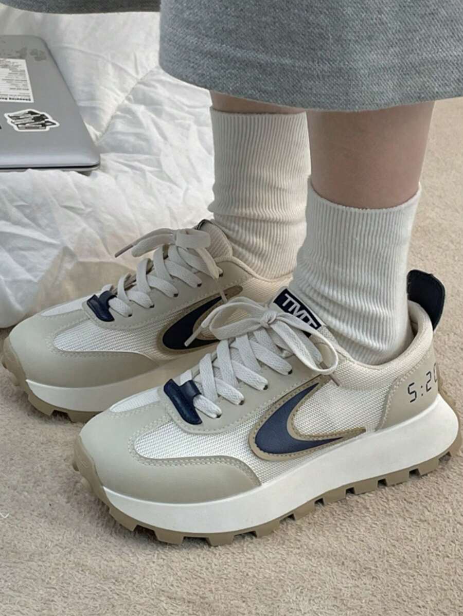 Women's Classic Retro Color Block Casual Sports Shoes, Students' All-Match Running Shoes For Campus