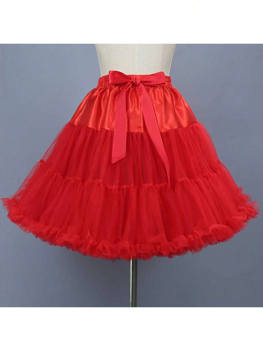 Gonna corta da donna in tulle e chiffon, stile tutu, in vita elastica, sottogonna a ballerina, da principessa, da ballo, gonna a palloncino, abbigliamento bianco, adatta per Ognissanti e San Valentino
