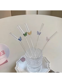 Butterfly Glass Straws 2PCS