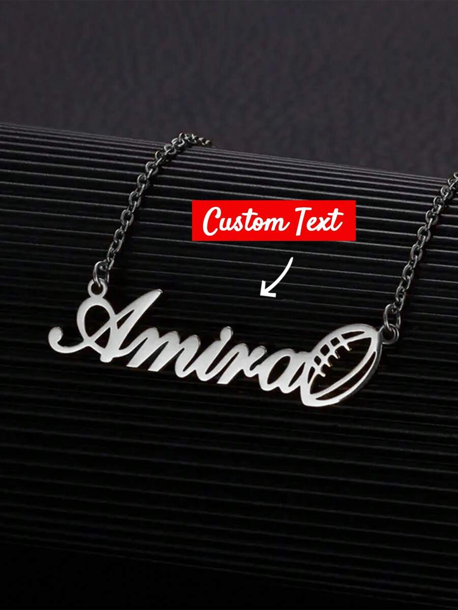 Personalized Men And Women Custom Simple Fashion Stainless Steel Name Wings Necklace Mother's Day Father's Day Valentine's Day To Commemorate Graduation Bestie Friends Birthday High-End Name Wings Pendant Gift Valentines