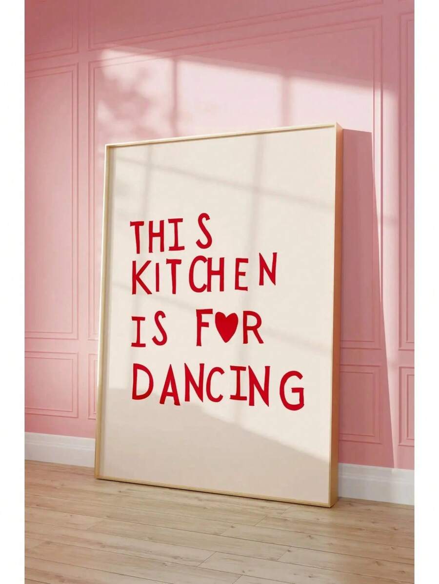 1pc Minimalist Heart Red Quote Poster Prints Aesthetic Kitchen Cute Cooking Wall Art Picture Nordic Canvas Painting Restaurant Decor No Frame Gifts Birthday Graduation