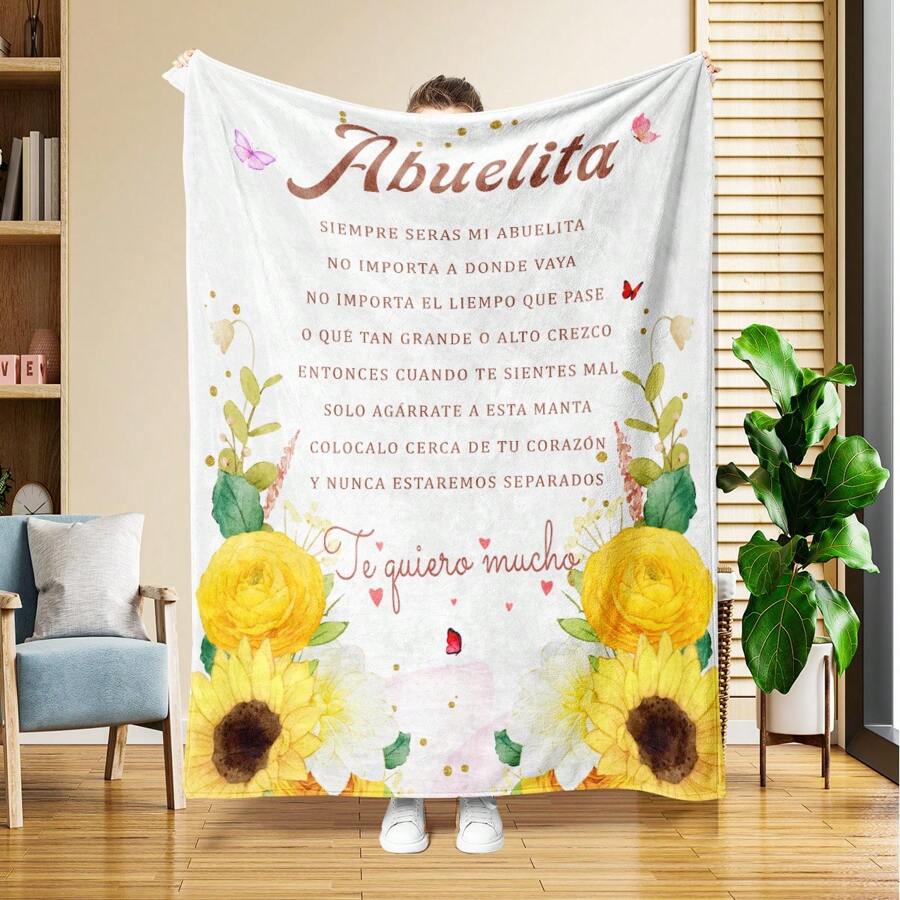 1pc Abuelita Gifts, Abuelita Gifts In Spanish, Regalos Para Abuela, Xmas Gifts For Abuela Abuelita, Abuelita Gifts From Grandchildren, Abuelita Grandma Gifts Throw Blanket,Mother's Day Gift Sunflower Floral Blanket Birthday Present
