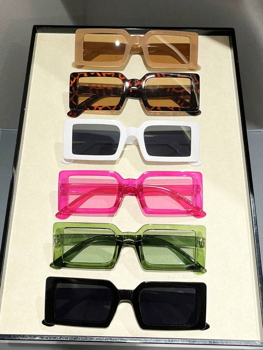 Elegant 6pcs Square Full Frame Unisex Beach Eyeglasses Suitable For Daily Wear And Decoration Beach Accessories For Women Glasses Shades