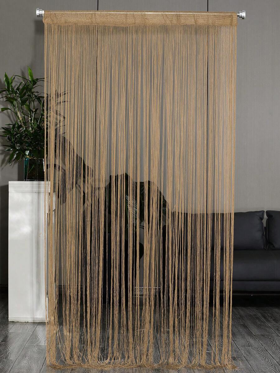 1pc Encrypted Line Curtain For Bedroom Doorway, Living Room Divider With Tassel Decoration For Storefront Window