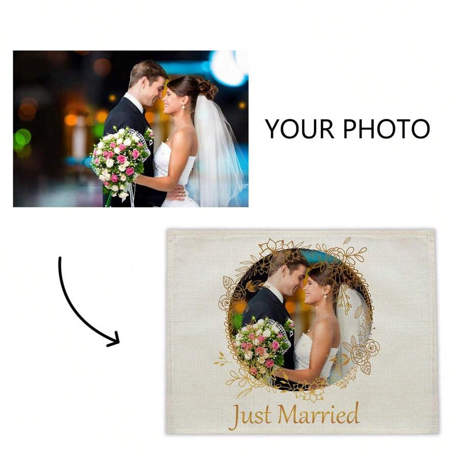 1pc Diy Customized Printed Placemat, Create Your Own Romantic Design For Wedding Or Anniversary Gift