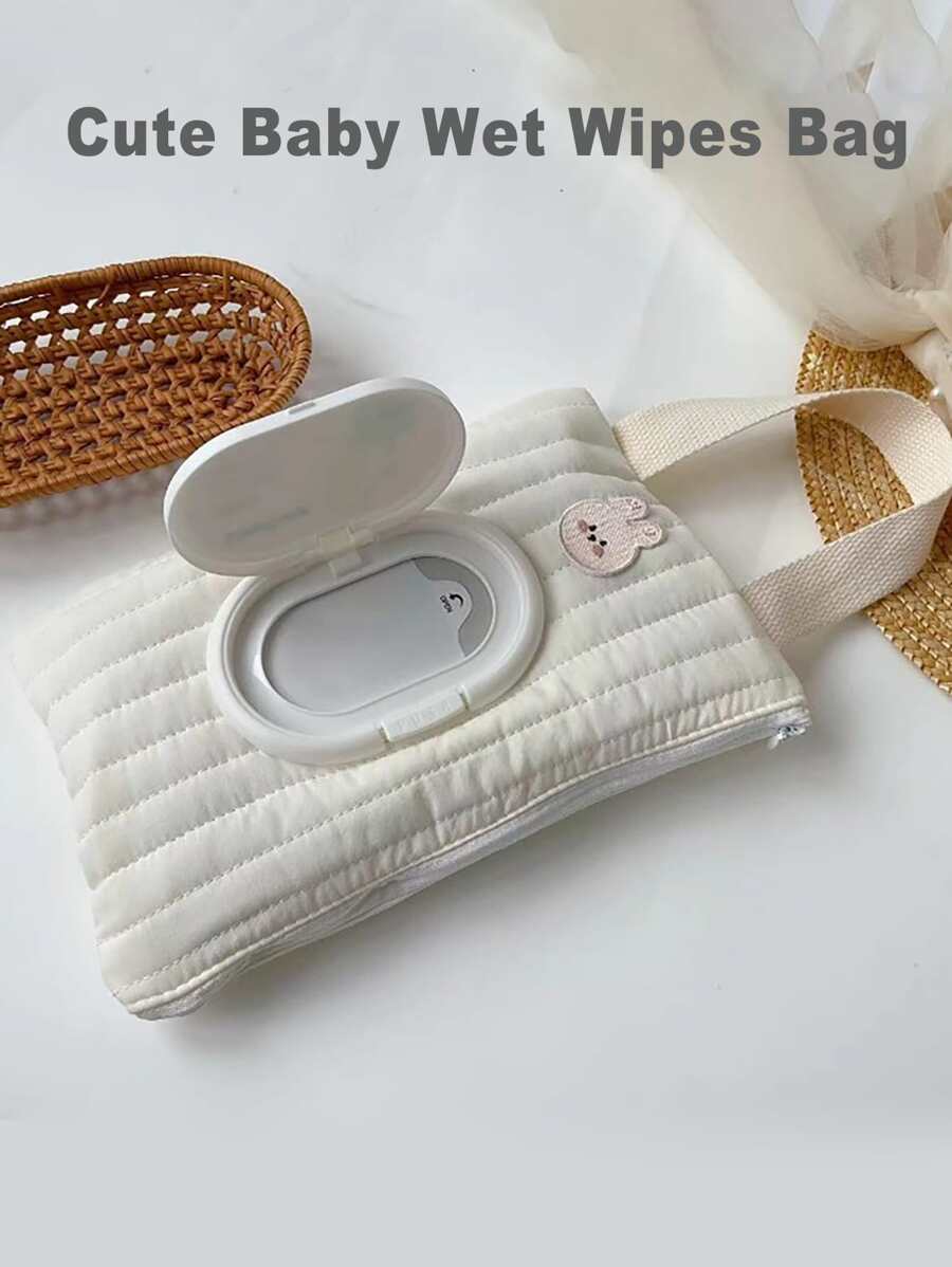 1pc Cartoon Rabbit Pattern Cute Tissue Holder For Car, Portable Handheld Storage Bag With Drawstring