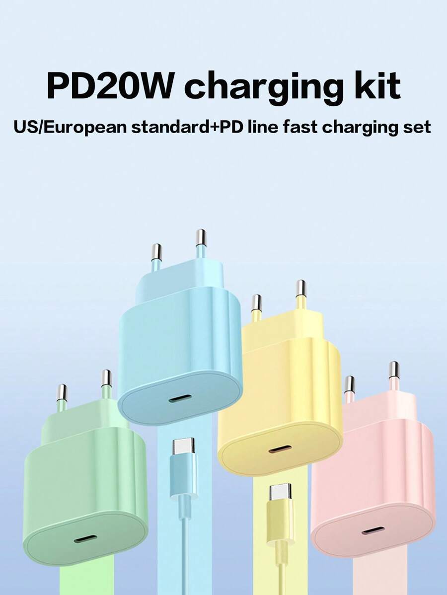1 Sets Fit Fast Charging 20W PD Type C Power Wall Charger With 3ft (About 1 Meter) Charging Cable Compatible With IPhone IPad