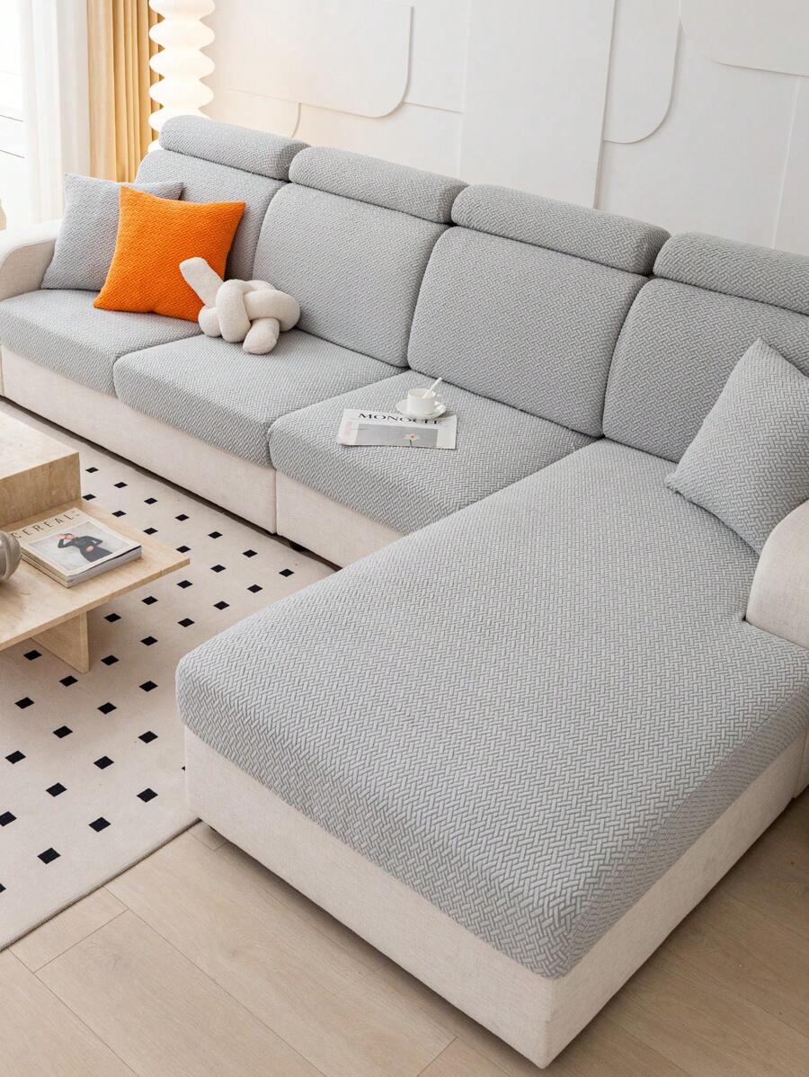 1pc Chenille Fabric Sofa Cushion Cover, Simple, Modern, Anti-Skid Seat Pad For All Seasons
