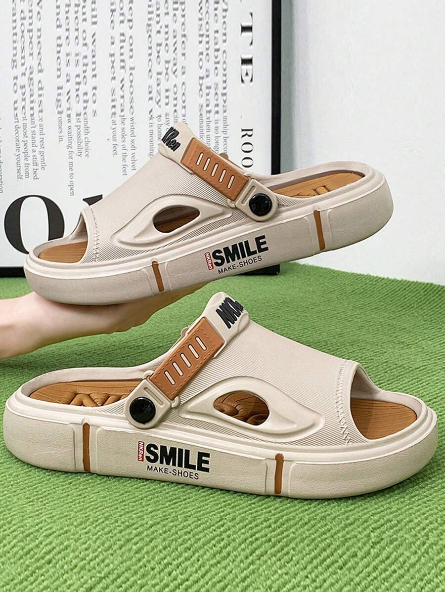 Men's New Summer Breathable Hollow Out Sandals, Fashionable Water Resistant & Slip Resistant Thick/Soft Sole Lightweight Slippers, Perfect For Both Outdoor And Indoor Use Including Home, Beach And Vacation