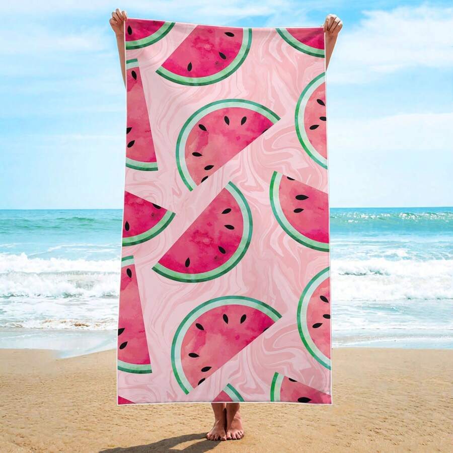 1 Pièce Grand Drap De Plage Pastèque, Cadeau Essentiel De Vacances, Serviette De Piscine, Nécessité De Plage Pour Adultes Femmes Et Hommes, Camping, Cadeau De Vacances