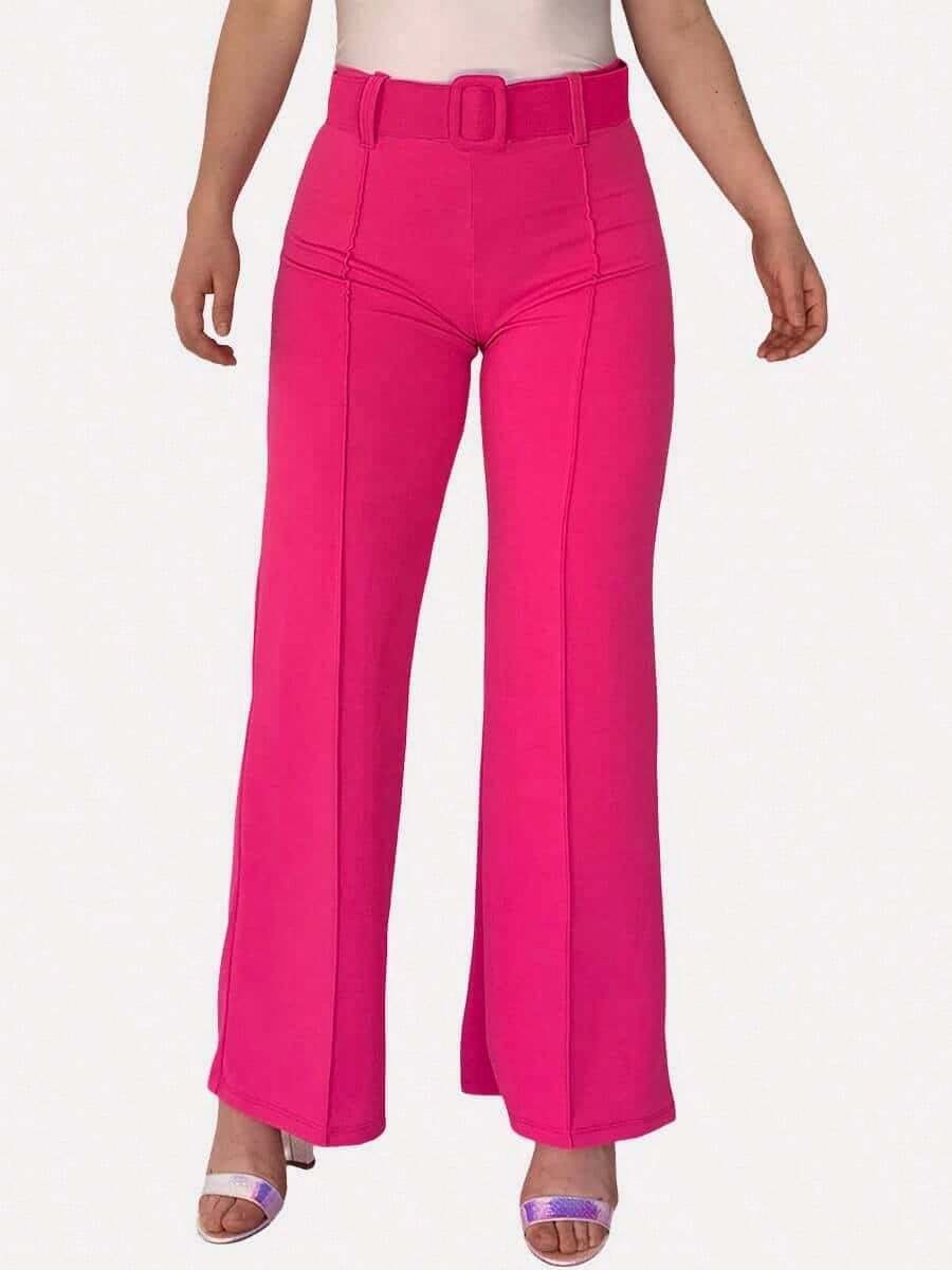 Fashion Dress Pants Flared Wide Leg Casual Elegant Party With Belt Adjusted High Waist