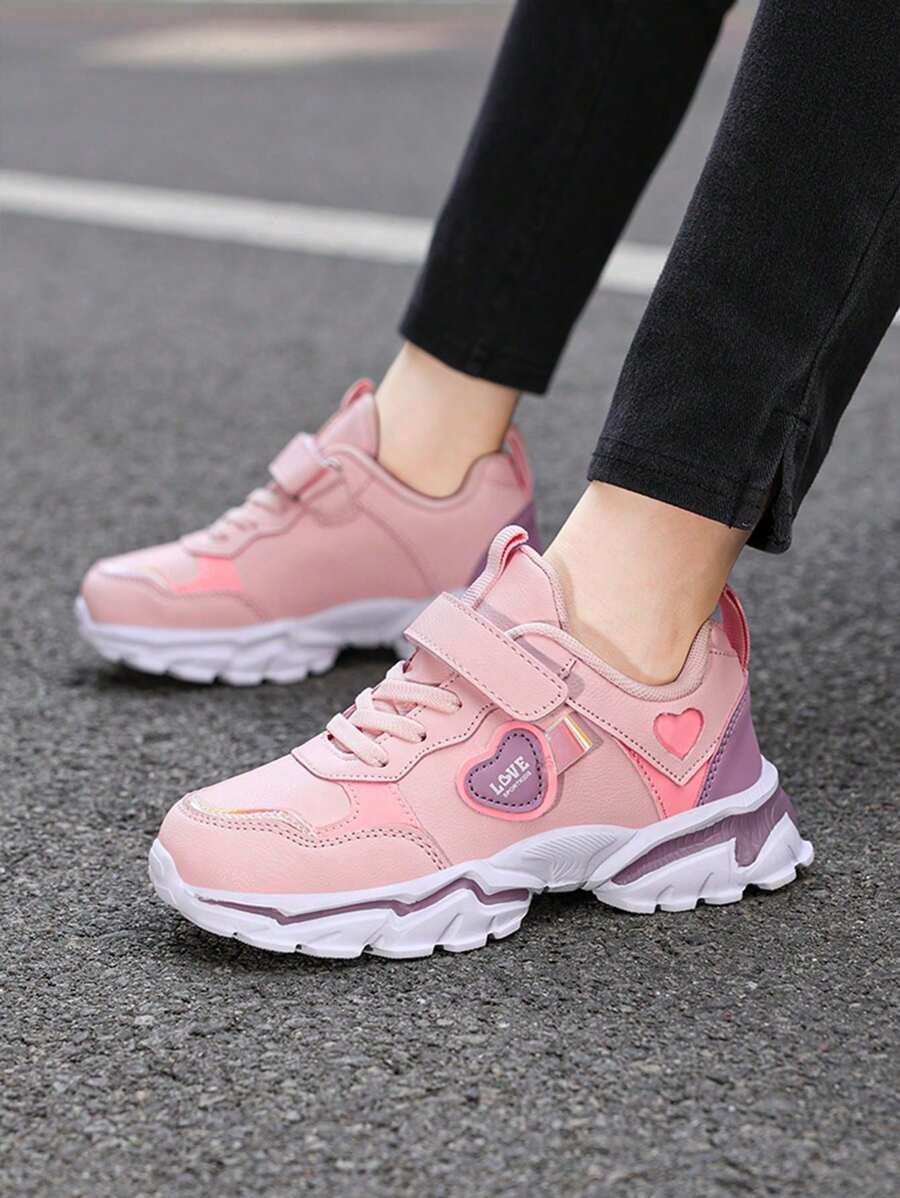 Girls' Casual Sneakers, Soft Leather Outdoor Running Shoes For Children, Autumn & Winter