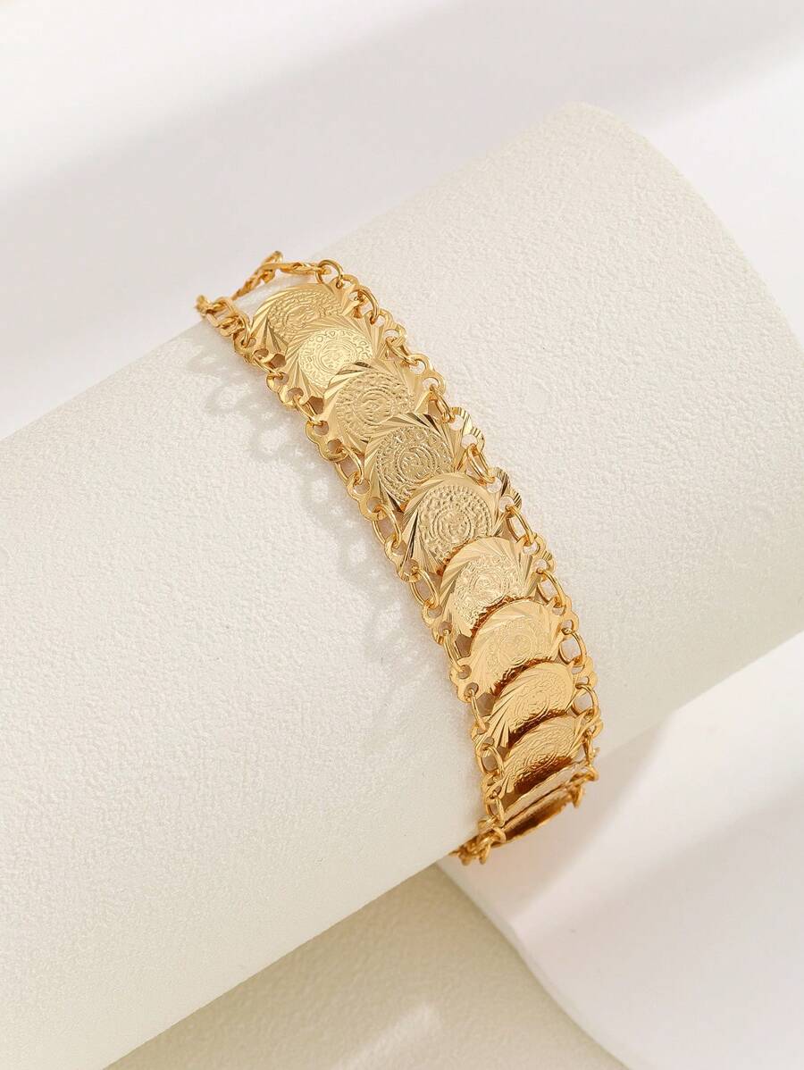 Pulseira Feminina Elegante Com Cruz E Pingente Redondo Para Uso Diário