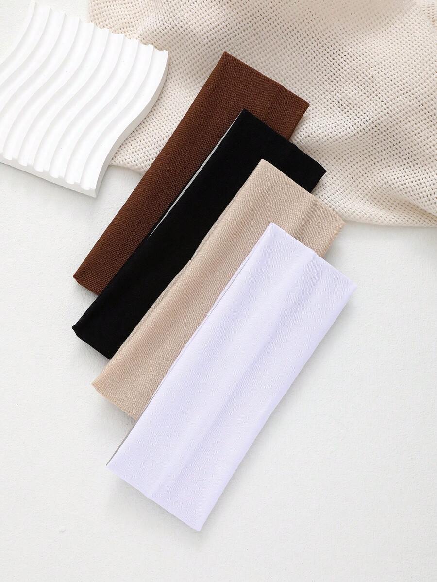 4pcs Women's Non-Slip & Sweat-Absorbent & Elastic & Wide & Soft Headband, Suitable For Yoga, Running, Fitness And Other Sports Hairstyles Casual Gym Turban Headband Sweatband, School Stuff, College, Headbands