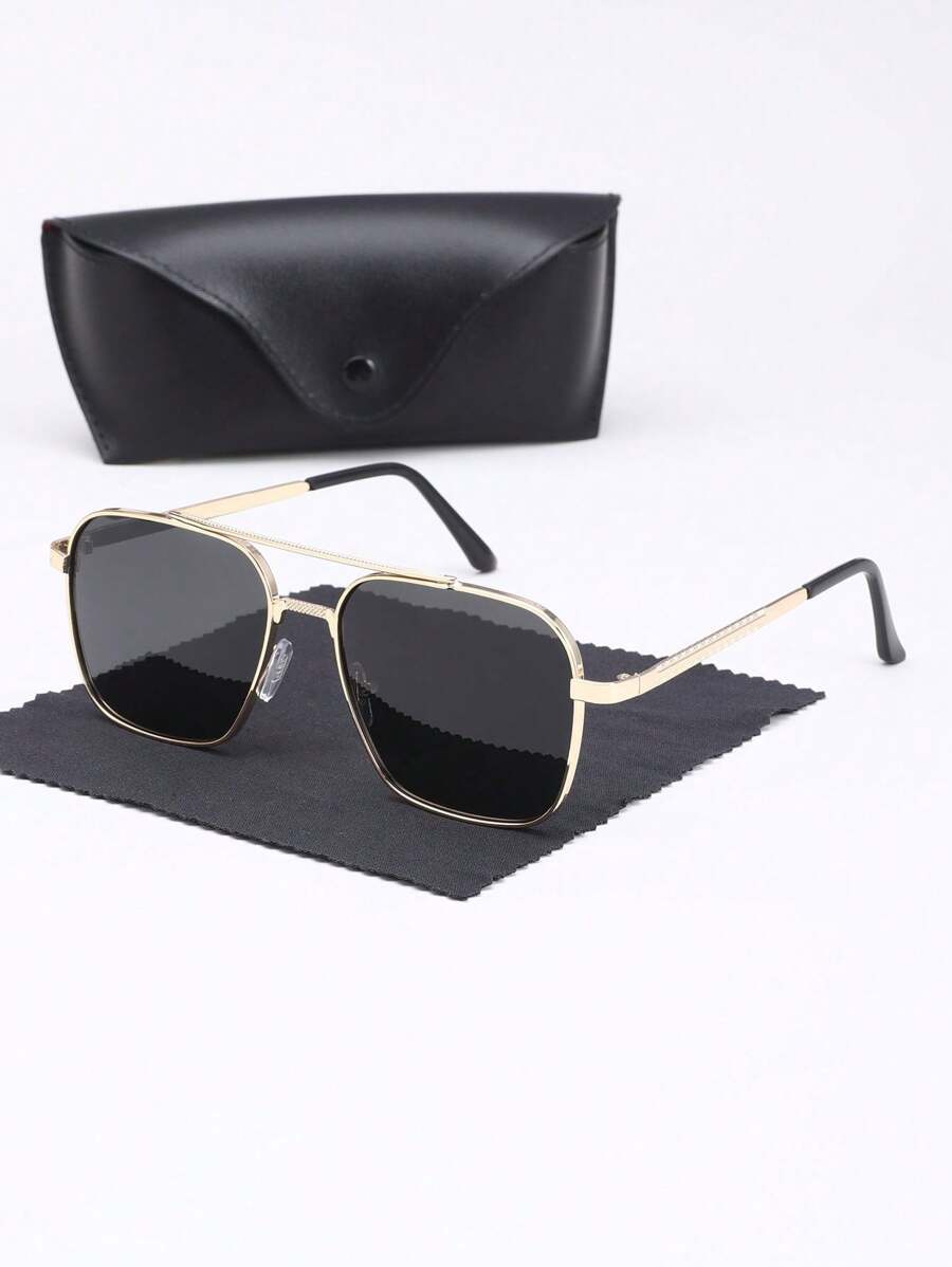 1/2/3/4 Pairs Combo, Men's Square Luxury Fashion Glasses, Metal Frame Design, Single Pair Comes With 1 Elegant Glasses Case, & Versatile, Attracts All Eyes. For Daily Life, Beach, Driving And Outdoor Travel Accessories, Also Provides UV Protection.