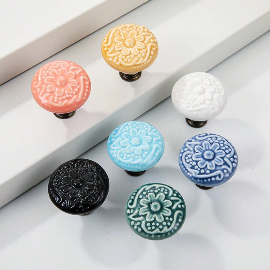 1pc Drawer Knob, Cabinet Knob Pull Handle, Porcelain Ceramic Kitchen Cabinet Handle, Cabinet Bathroom Door Handle, Furniture Hardware