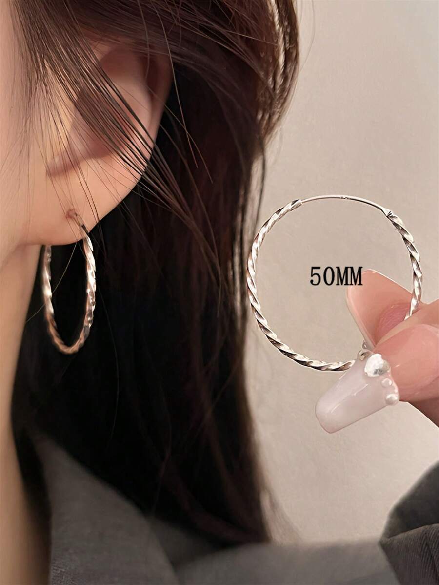 1 Paire De Boucles D'oreilles En Argent Sterling 925 Torsadées Et Scintillantes Avec Coffret Cadeau, Cadeau De La Saint-valentin Pour Femmes