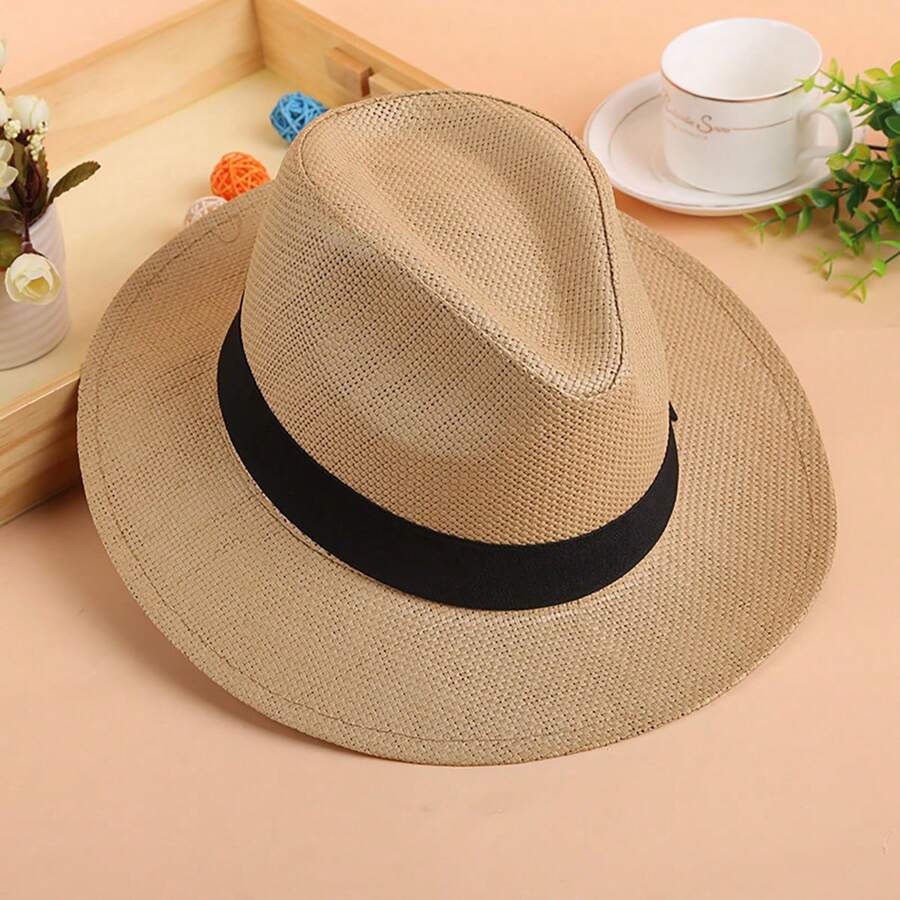 Chapeau de soleil large pour hommes, chapeau de plage d'été, protection solaire, chapeau de cowboy style européen et américain