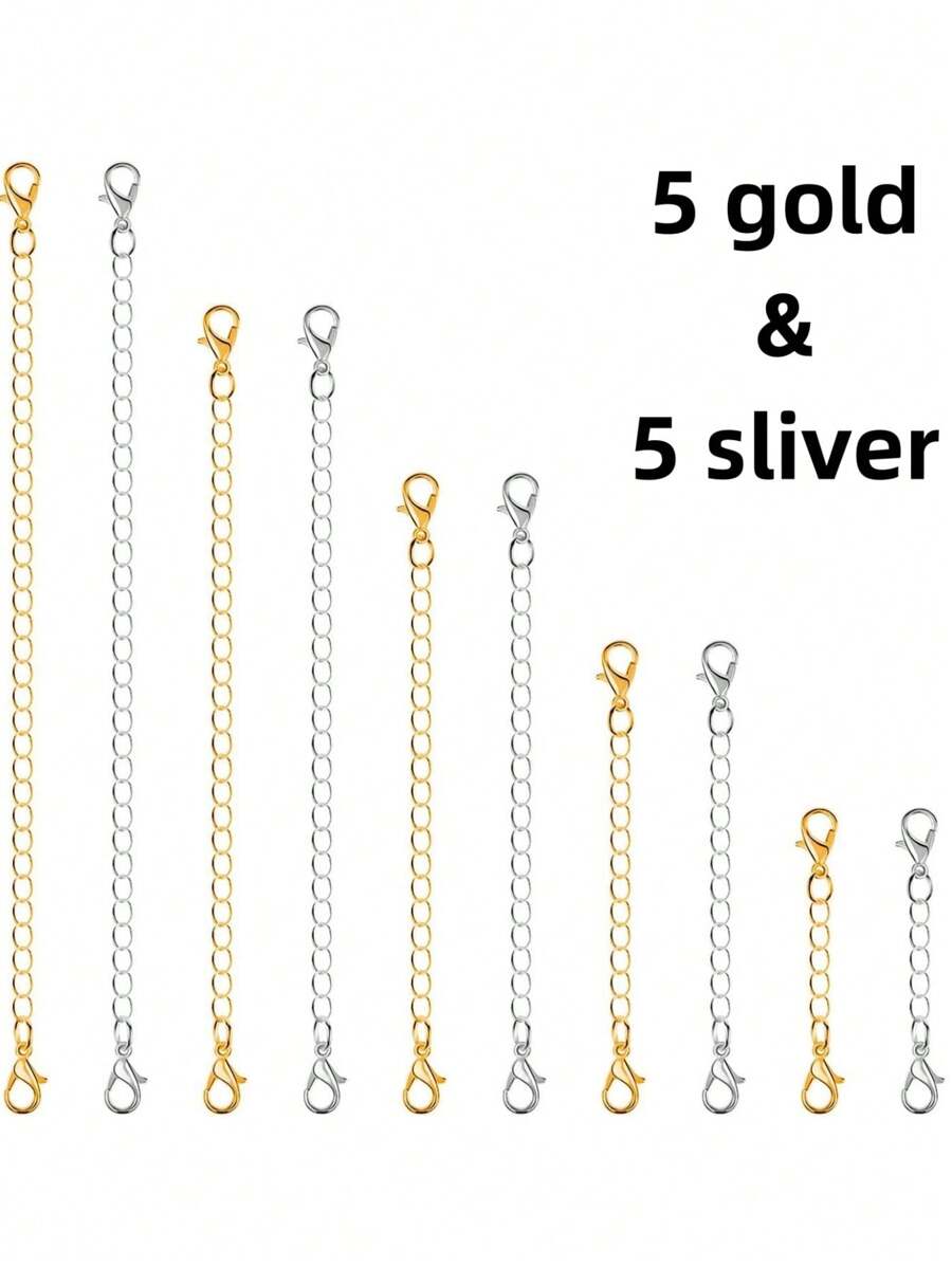 10pcs/Pack Necklace & Bracelet Jewelry Extender Chain, Diy Jewelry Making Extender Chain, For Both Men And Women