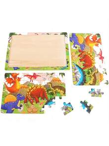 30pcs Wooden Puzzle, Cartoon Dinosaur & Sea Animal & Forest Animal & Farm Animal Shaped Educational Jigsaw Puzzle For Classroom Or Children's Day Gifts (Partial Random)