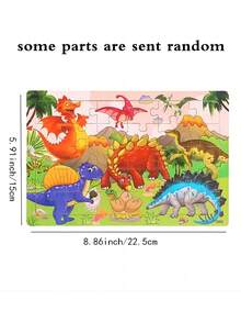 30pcs Wooden Puzzle, Cartoon Dinosaur & Sea Animal & Forest Animal & Farm Animal Shaped Educational Jigsaw Puzzle For Classroom Or Children's Day Gifts (Partial Random)