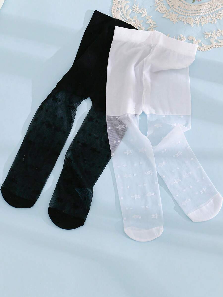2 Paare Kindersocken Mit Stern Jacquard Für Mädchen, Geeignet Für Sommer Outdoor Aktivitäten