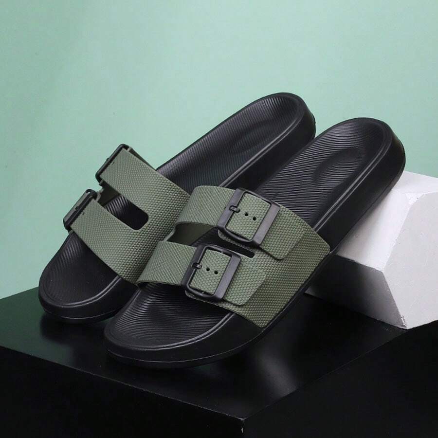 Men's Buckle Strap Slip-Resistant Wear-Resistant Comfortable Thick-Soled Open-Toe Slipper For Summer Outdoors