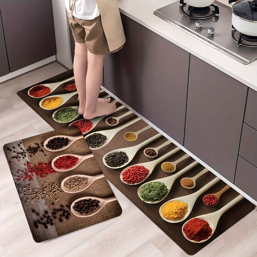 1pc Creative Soft Memory Foam Anti-Slip Kitchen Floor Mat, Easy To Clean