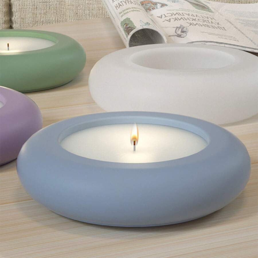 1pc Diy Crystal Resin Mould For Candle Holder, Storage Tray, Decoration, Silicone Mold For Pen Holder, Flower Pot