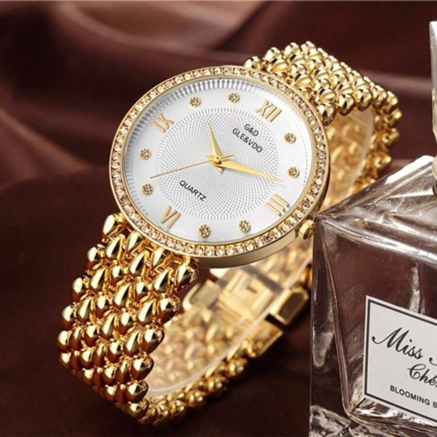 Eine G&D2024 Neue Ankunft einfacher modischer lässig Frauen Uhr, europäische und amerikanische diamantbesetzte Quarzuhr, Geschenkuhr