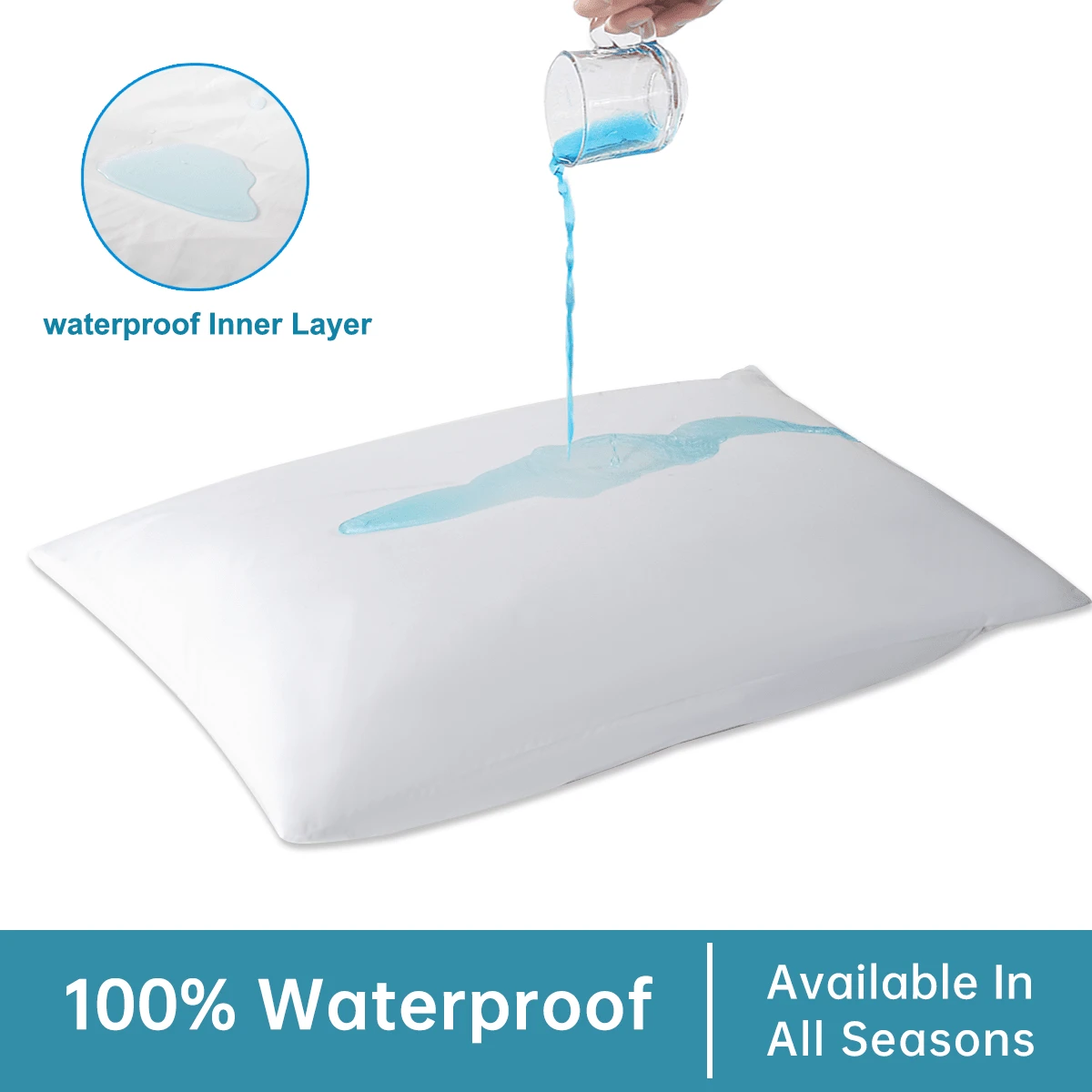 1pc Zippered Waterproof Pillow Cover, Oil-Resistant Breathable Knitted Pillow Protector For Bed Sleeping Pillowcase