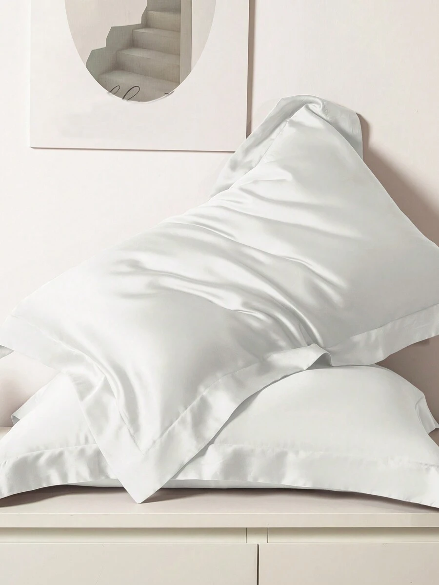 1pc Satin Solid Color Pillowcase, Bedroom Envelope Closure Soft Pillow Cover, Bedding