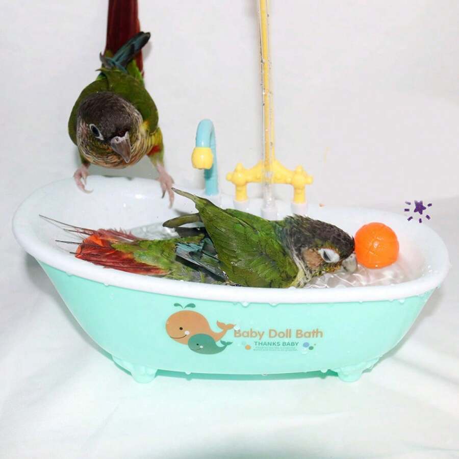 1pc Random Style & Color Automatic Bird Bathing Box, Bird Bath Basin For Parrot, Cockatiel, Finches