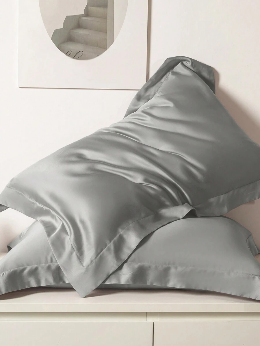 1pc Satin Solid Color Pillowcase, Envelope Closure Soft Pillow Cover For Bedroom, Bedding