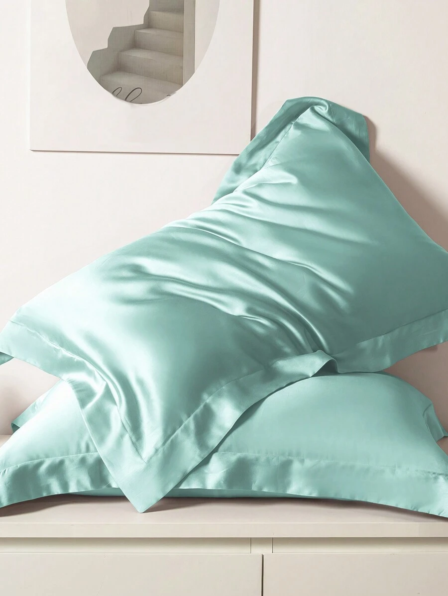 1pc Satin Envelope Closure Pillowcase In Solid Color, Bedding Accessory For Bedroom