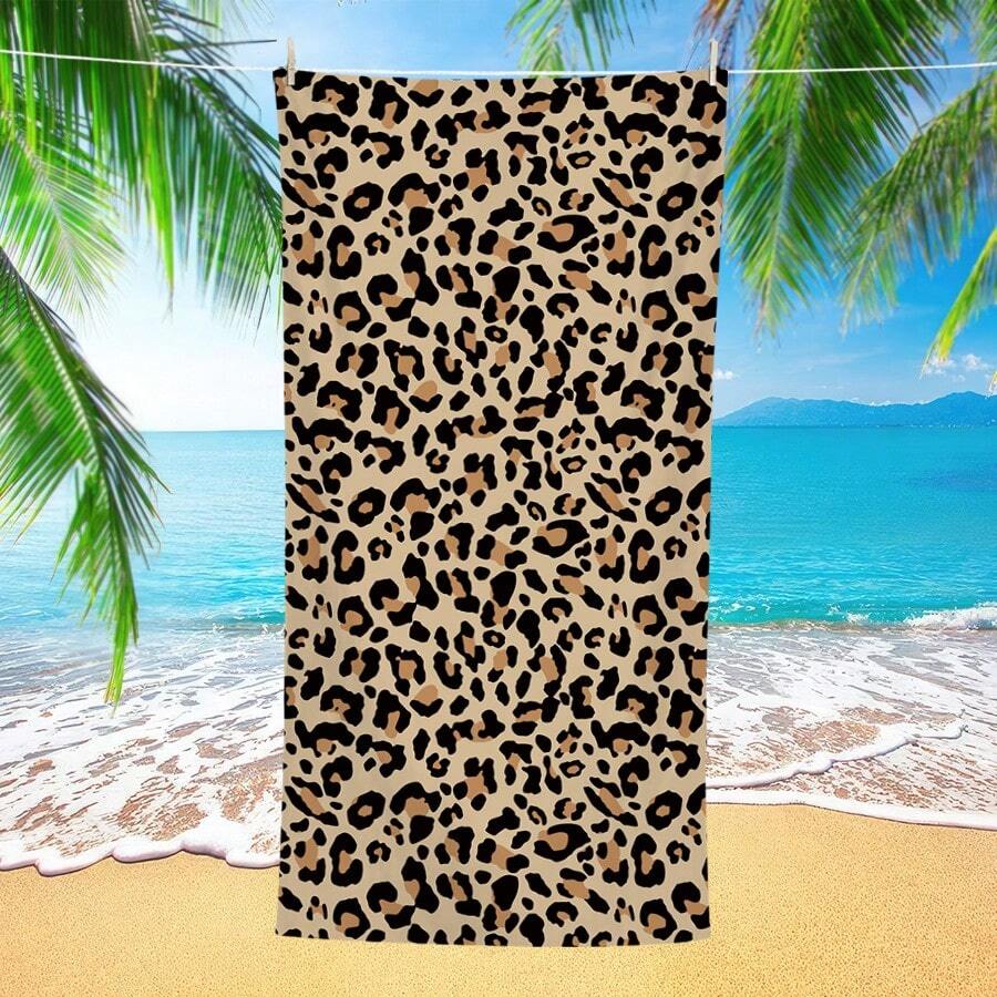 1 pezzo Telo da mare in stampa leopardata ad asciugatura rapida per spiagge estive, piscine, feste, accessori per vacanze, adatto per uomini, donne, ragazzi e ragazze, decorazione da bagno, elementi essenziali da viaggio, accessori da spiaggia