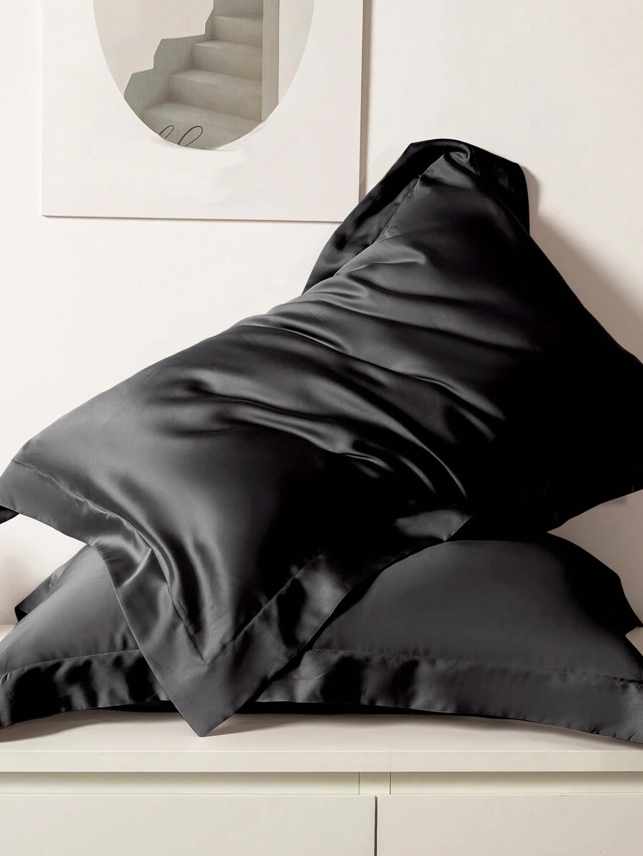 1pc Solid Color Satin Pillowcase With Envelope Closure, Bedding