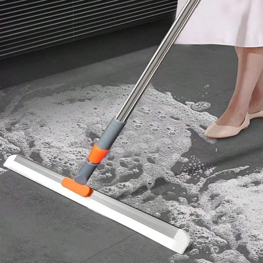1 pieza Escurridor mágico giratorio de baño de 100 cm, escoba de agua para el hogar, escurridor mágico de silicona para el piso del baño, raspador de ventanas para eliminar agua, polvo y pelo de mascotas, herramienta de limpieza para el hogar y decoración del baño, decoración de otoño, de vuelta a la escuela