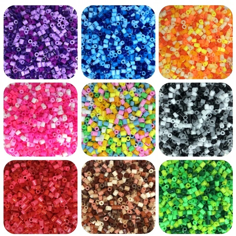 Pana-beads 500 pezzi/confezione, perline da fondere da 5mm, 9 colori misti, dimensione classica, compatibili con Hama e Perler, per arte a pixel, artigianato e regali fatti a mano, creazione di gioielli, ricambi, perline Perler