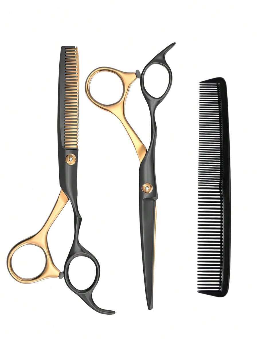 Set de tijeras para cortar el cabello, tijeras para peluquería, tijeras de corte y de adelgazamiento, tijeras de acero inoxidable para peluquería con peine, set profesional de tijeras para el cabello para salones, herramientas para el cabello, productos y accesorios para peluquería, salón de belleza y artículos esenciales de viaje
