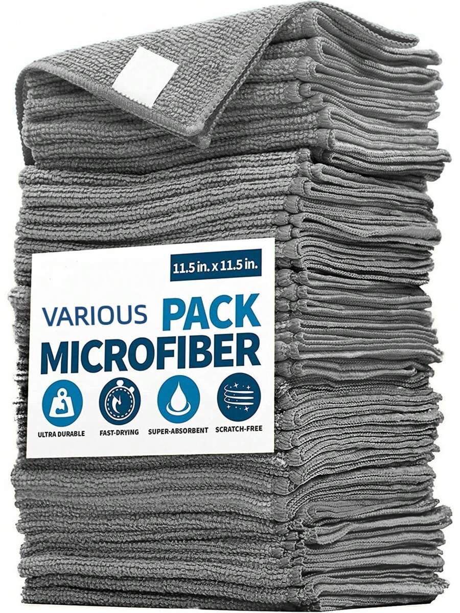 HYER KITCHEN Set de 5/10/20/50 paños de limpieza doméstica grises, super suaves, de secado rápido y absorbentes, para cocina, baño, hogar, proveedores de artículos del hogar