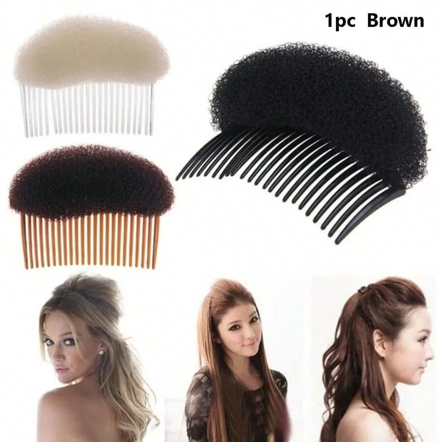 1PC Hair Comb Bun Chignon Padded Comb Invisible Hair Comb Pin Hair Styling Pins Women Women Hair Accessories, oddychająca poduszka Hair Applicator Root Fluffy Hair Clip On Both Sides Heighting Invisible Sponge Back Head Hair Comb Sponge BB Hair Clip Headpiece