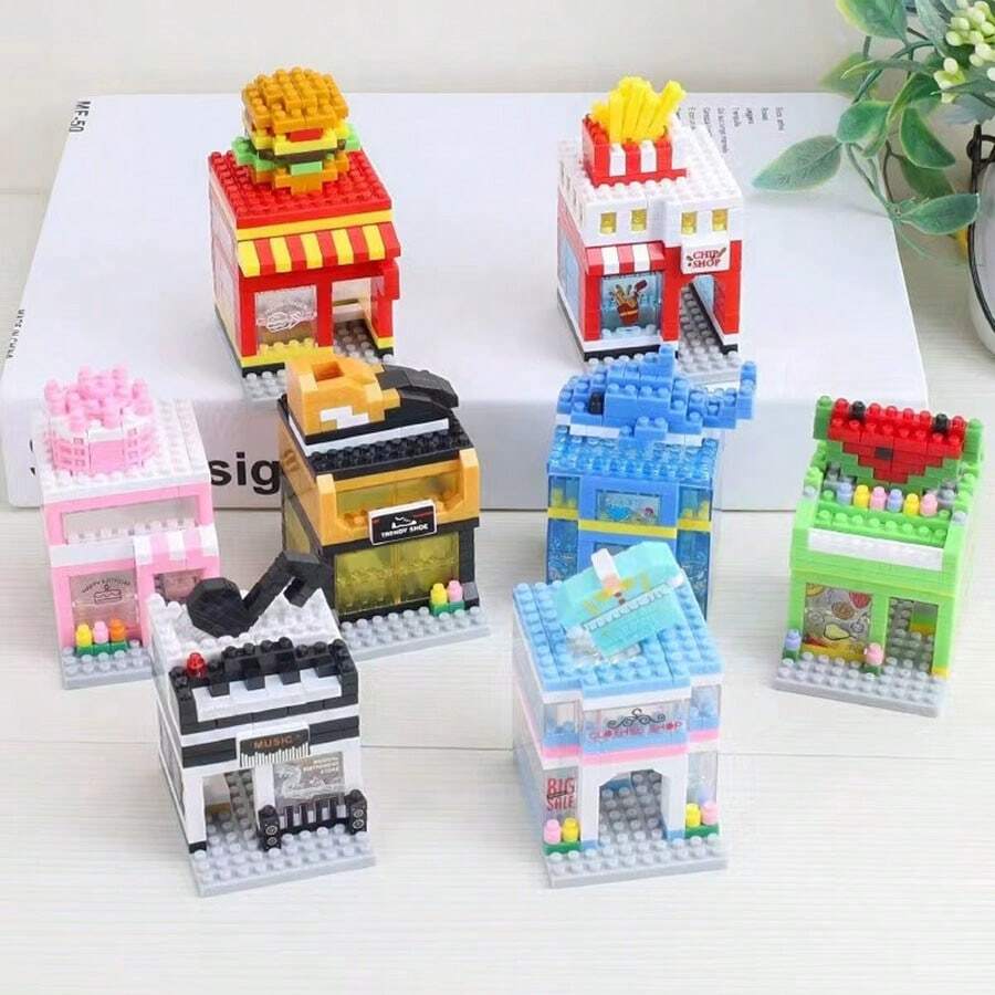 Blocuri de construcție cu ansamblu de microparticule Jucărie cu imitație de fructe Diy Cadou creativ Decorare cameră Cadouri de iarnă Blocuri de culoare Blocuri de culoare