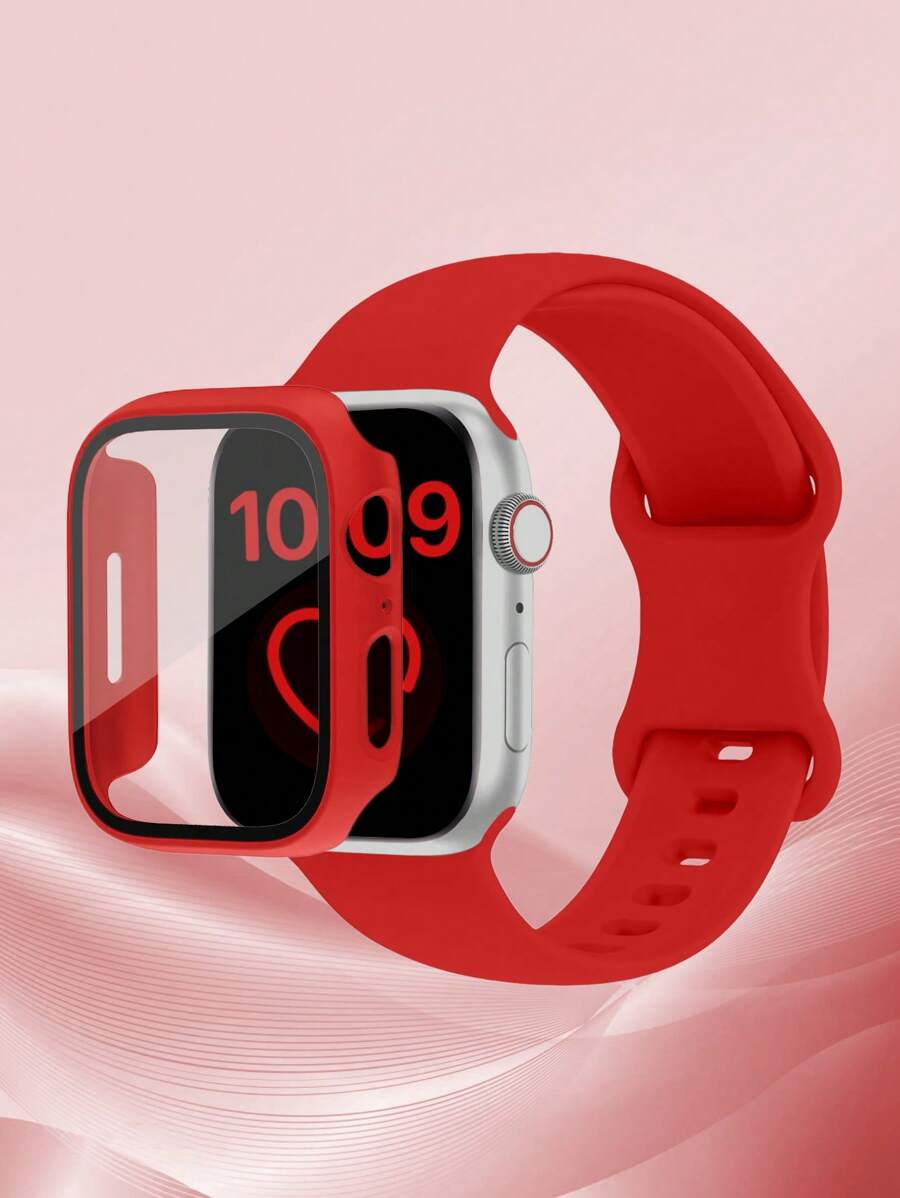 St.siabe 3-In-1 Includes A Wristband, Case, And Film For Women And Men. I Fashion Classic Monochrome Silicone Watch Bring Compatible With Apple Watch Band 38mm 40mm 41mm 45mm 44mm 42mm 49mm Belt, Soft, Comfortable, And Breathable Replacement Strap With Apple Watch Ultra Series S10/9/SE/8/7/6/5/4/3/2/1 Bracelet Accessories Correa