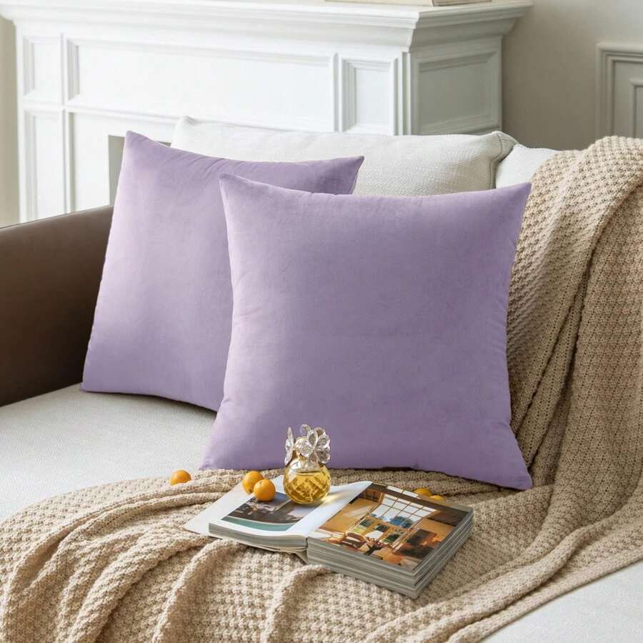 1 Stück Einfache Kissenbezug Ohne Füllung, Gestreifte Samt Quadrat Kissenbezug Für Sofa, Wohnkultur