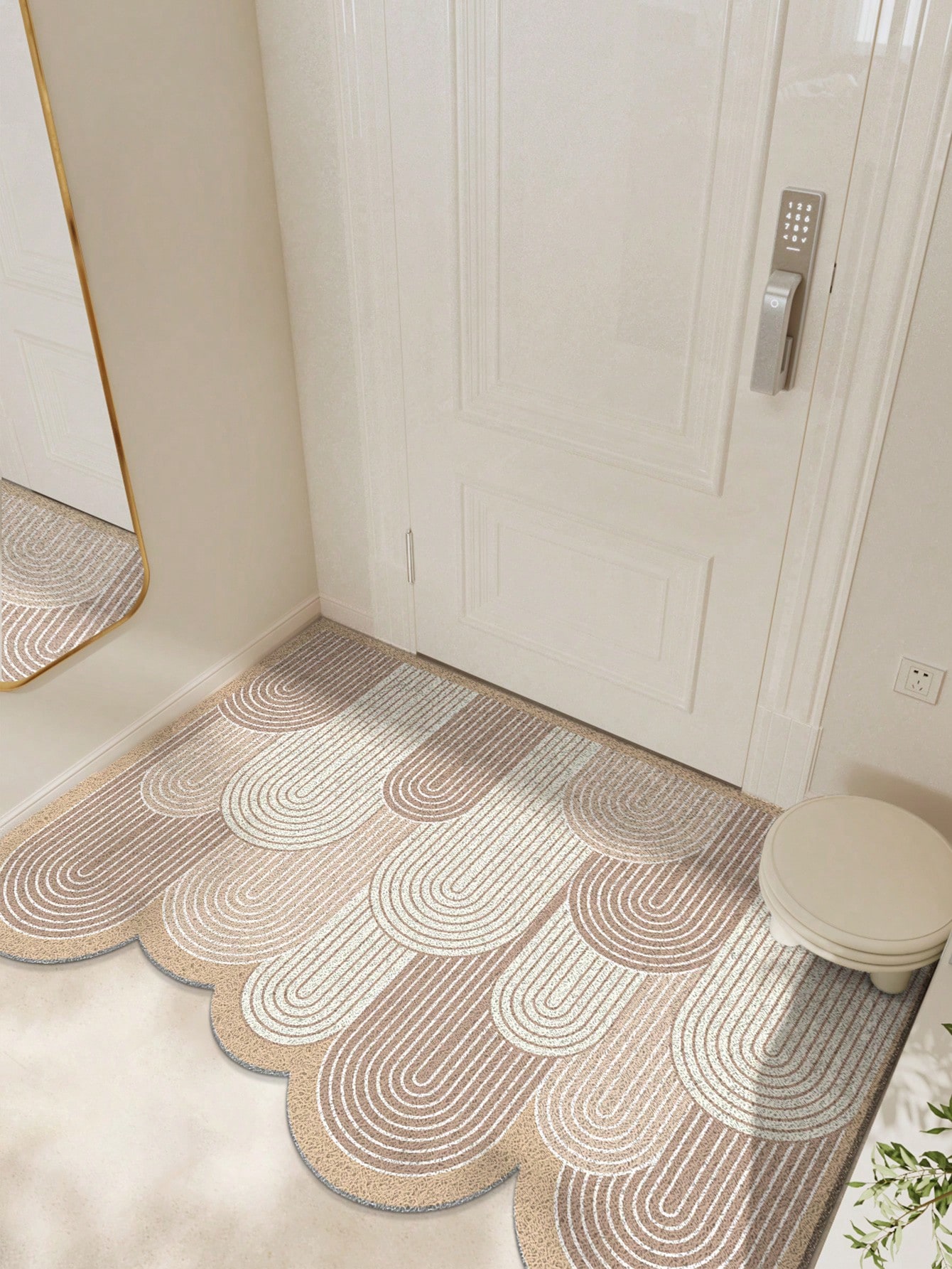 DAJIANG 1 pieza Felpudo de PVC con diseño de maceta con círculo de seda, estilo fresco, para quitar el barro, fácil de limpiar, felpudo adecuado para restaurante, decoración del hogar al aire libre, baño, alfombra de baño, alfombra de piso, alfombra de puerta, decoración de otoño, accesorios de baño, decoración de entrada escolar